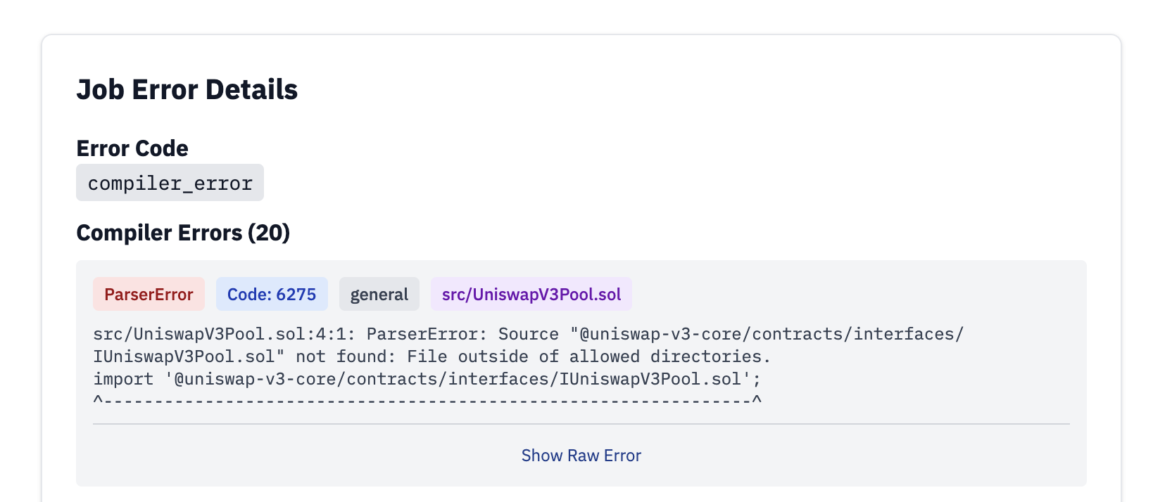 Job error